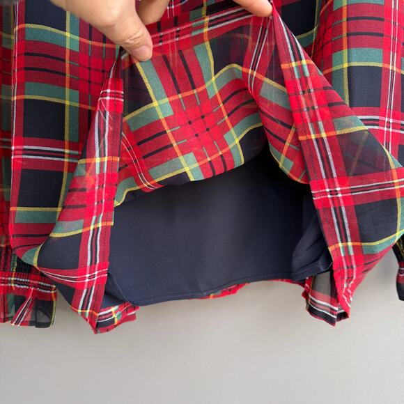 NWT Talbots red tartan plaid sheer off the shoulder blouse - Christmas - size L - Picture 6 of 9